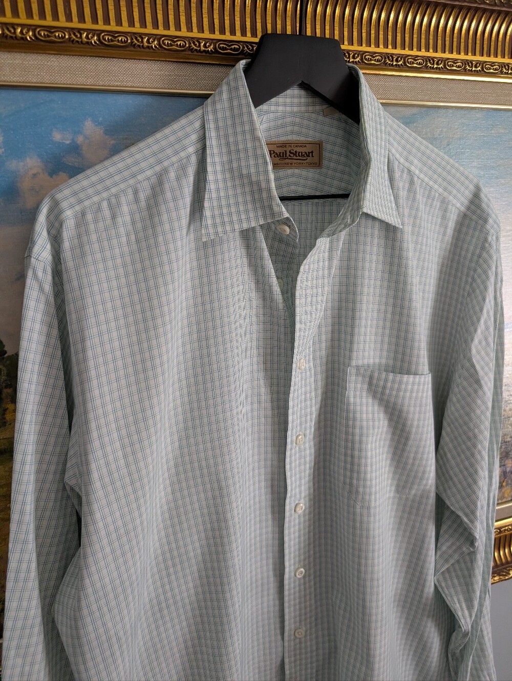 Paul Stuart Pale Green Micro-Check Dress Shirt